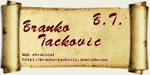 Branko Tacković vizit kartica